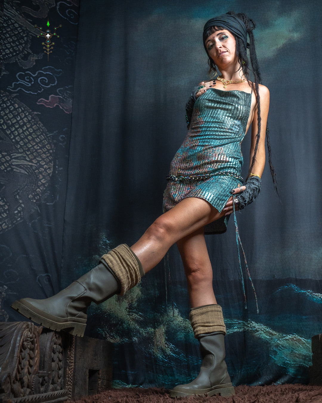 Mini BOMB DRESS / Silver Strippes Knits - ATLANTIS